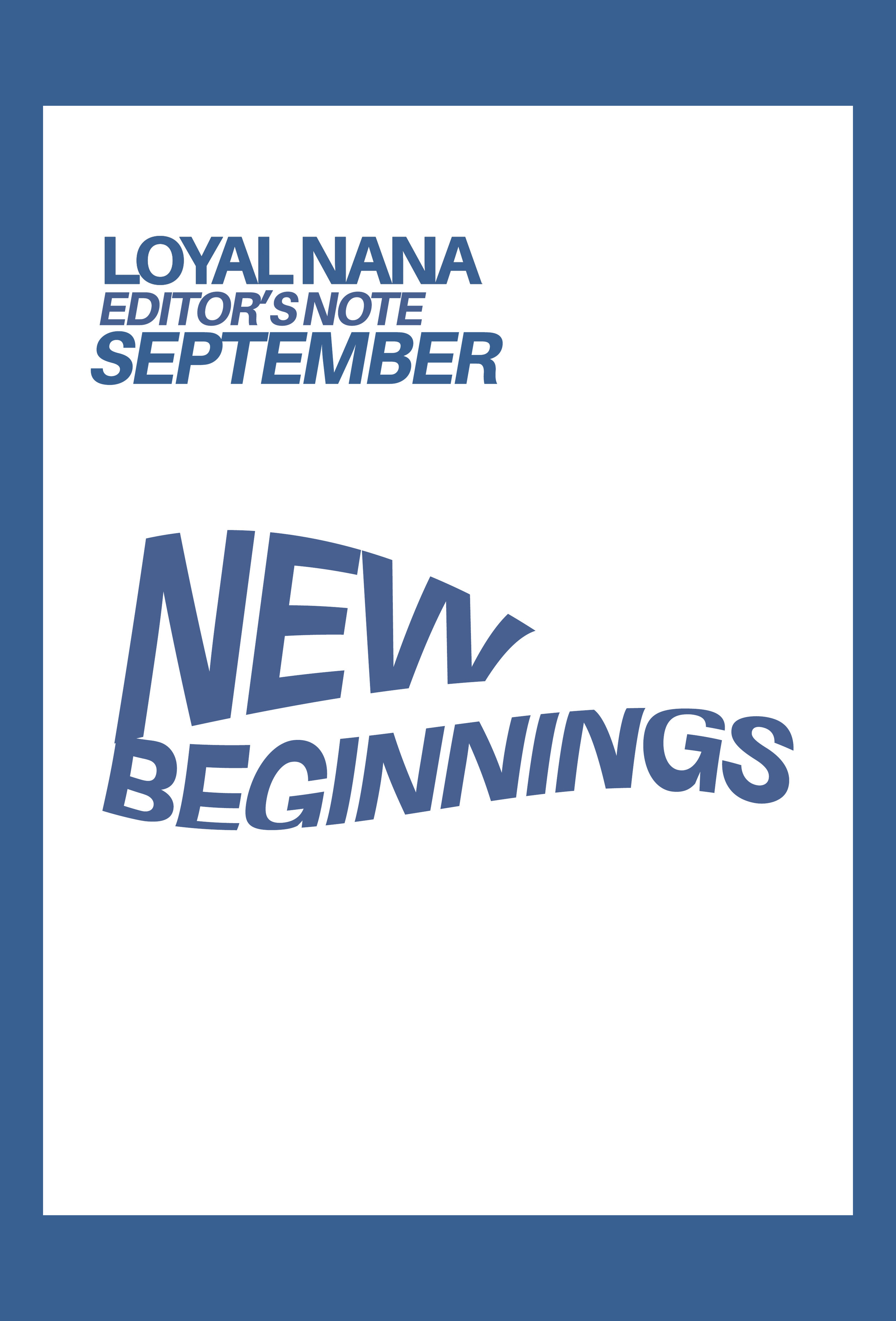 SEPTEMBER EDITOR'S NOTE