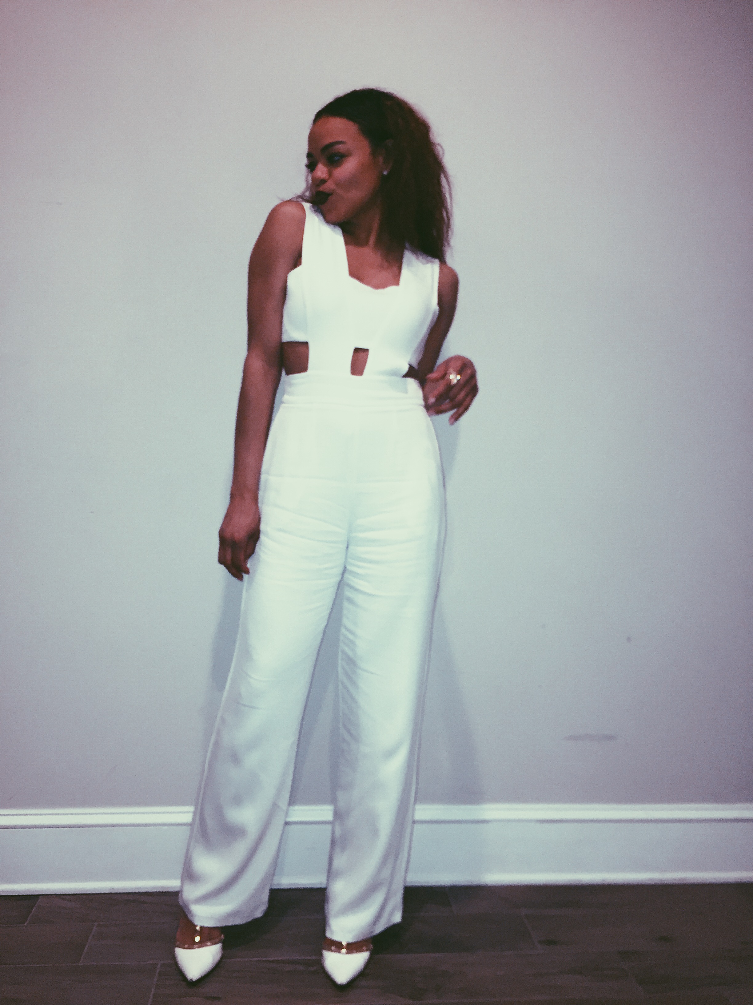 Wearing: Karina Grimaldi jumpsuit and BCBG heels