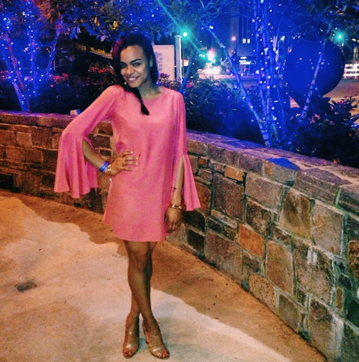 wearing: Elizabeth &amp; James dress, Manolo Blahnik stilettos&nbsp;