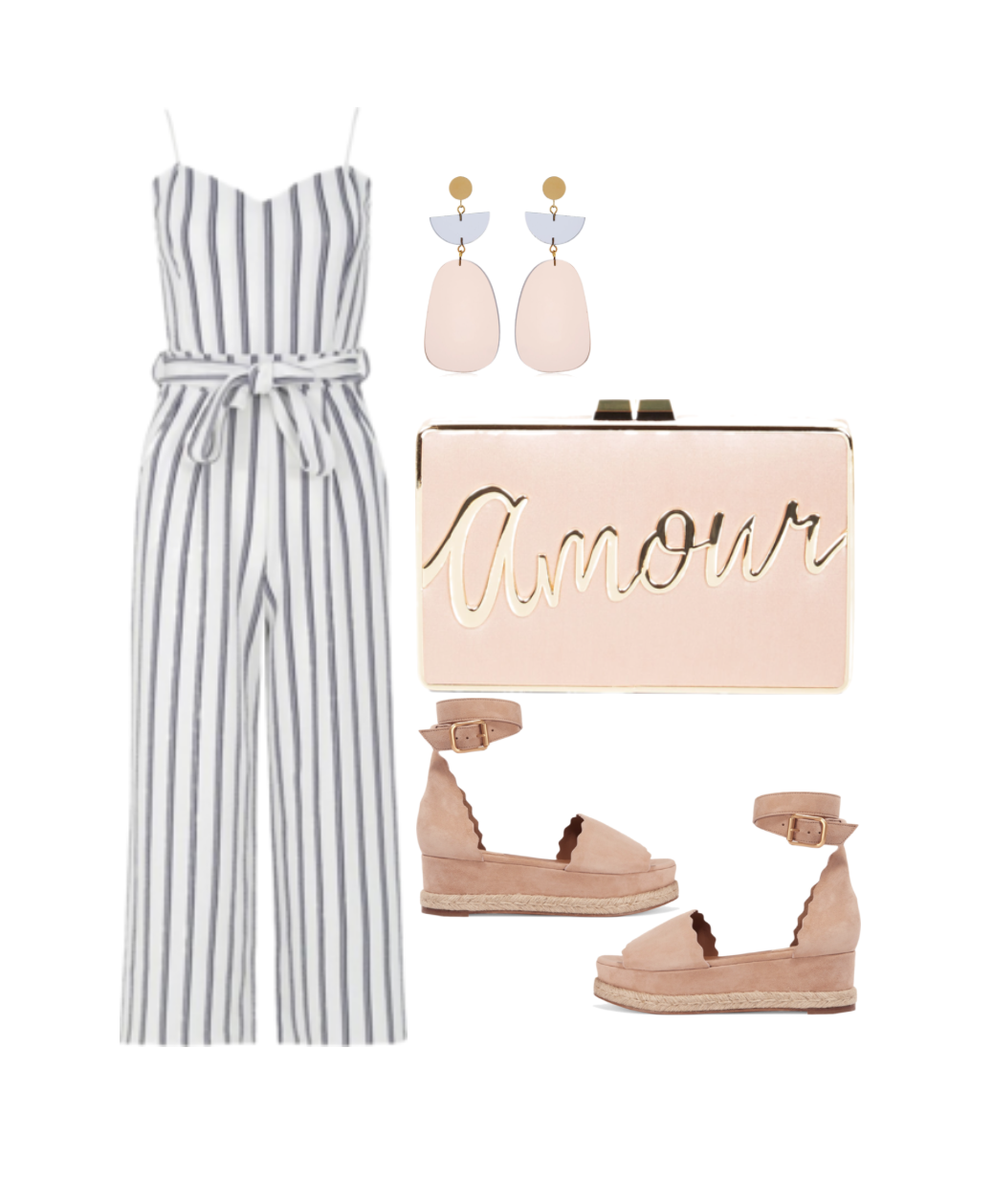 Jumpsuit: Quiz, Earrings: Isabel Marant, Clutch: BCBG, Shoes: Chloe