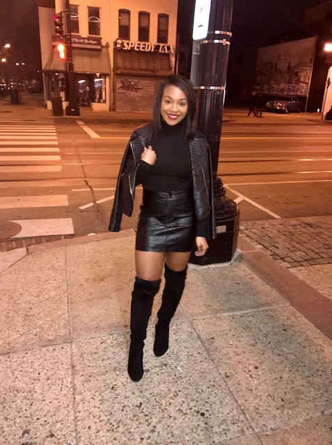 All black at the white show. Actually didn't wear this to a white show, wore it for my friends birthday celebrations in DC (I'm alway there, I should move). Anywhoo, leather on leather plus black PLUS thigh highs...showstopper!&nbsp;
