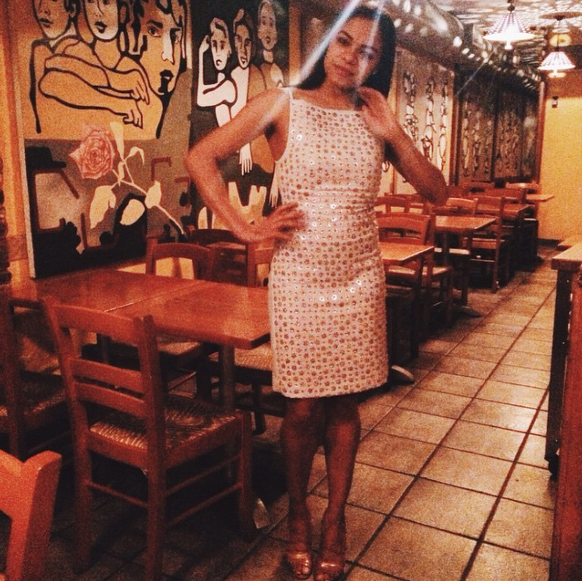 wearing: Opening Ceremony dress, Manolo Blahnik shoes